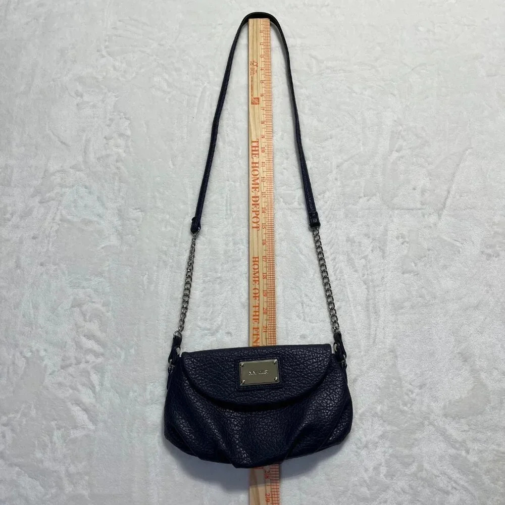 Nine West Navy Mini Crossbody Bag Faux Leather Silver Chain Strap - Picture 14 of 15